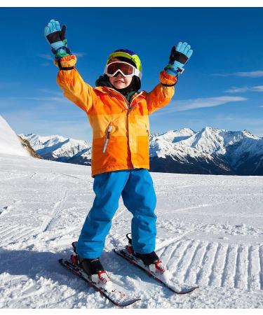 Kids Winter Gloves | Waterproof Snow Ski Gloves for Boys Girls | Blue Green | Size S (4-6 years) - Buy Online on SooperMarket.com