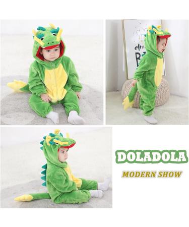 Doladola Unisex Baby Dragon Romper | Hooded Cartoon Animal Jumpsuit for Infants 0-3 Months - Buy Online on SooperMarket.com