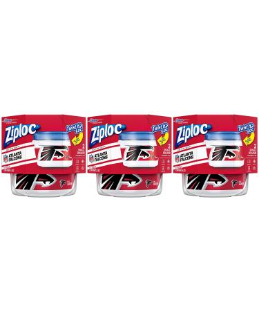 Ziploc Twist 'n Loc Containers for Food Storage and Meal Prep Small 2 Count Pack of 3 (6 Total Containers) NFL Atlanta Falcons Red
