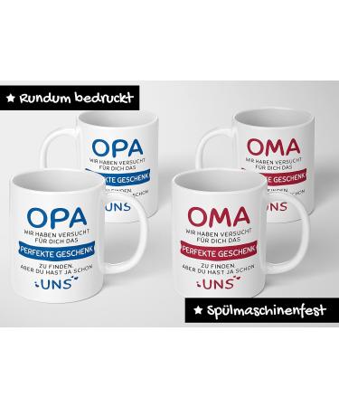 Gift Set for Grandma & Grandpa - Christmas Gift Idea - Ceramic Cups with Sweet Sayings - Perfect Grandson Gift (330ml) - 2 Set in Red & Blue - Buy Online on SooperMarket.com