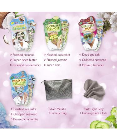 7th Heaven Pamper & Party Skincare Set - 10 Face Masks + Silver Makeup Bag & Cleansing Cloth - Buy Online on SooperMarket.com