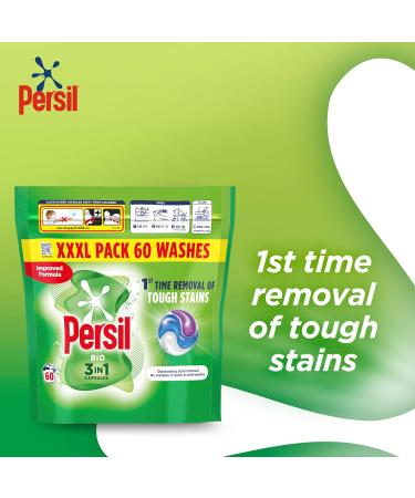 Persil Bio 3 in 1 Washing Capsules 1st time removal of tough stains outstanding stain removal in quick & cold washes 60 washes - Buy Online on SooperMarket.com