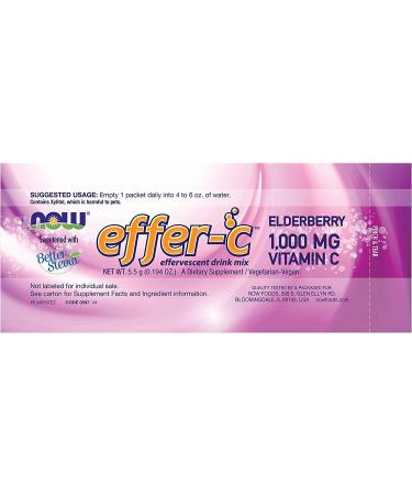 Now Foods Effer-C Elderberry Effervescent Drink Mix - 30 Packets (5.82 oz) | Immune Support - Buy Online on SooperMarket.com