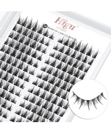 14 Pairs Lash Clusters 196 PCS DIY Eyelash Extension D Curl Cluster Lashes Individual Lashes Cluster Lashes Wisps Reusable Eyelash Segments Professional Makeup for Self-application (Devil 02-D)