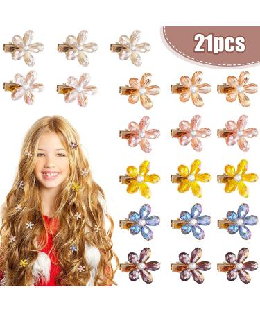 21-Piece Simple Colors Flower Crystal Hair Clips Set for Women and Girls - Mini Crystal Barrettes and Hairpins - Hair Accessories - Buy Online on SooperMarket.com