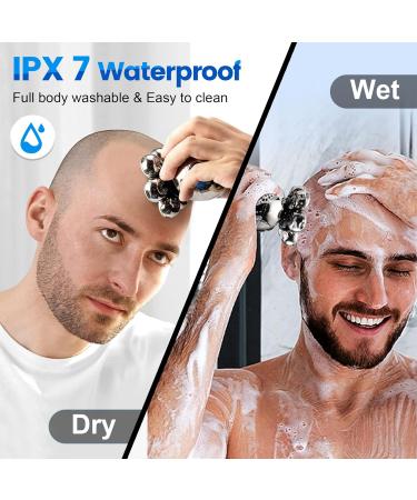 SULIVES 7D Electric Head Shaver for Bald Men - 6-in-1 Wet & Dry Razor Grooming Kit with Trimmer & Cleansing Brush - Wireless Charging - Silver - Buy Online on SooperMarket.com