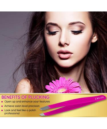 Cruze Stainless Steel Slant Tip Tweezers - Precision Hair Removal Tool for Eyebrows, Ingrown Hairs, and Facial Hair - Cruelty Free - Buy Online on SooperMarket.com