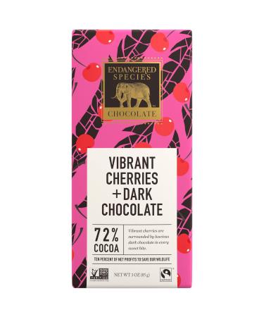 Endangered Species Chocolate Vibrant Cherries + Dark Chocolate 72% Cocoa 3 oz (85 g)