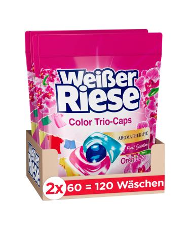 White giant color trio caps aromatherapy orchid (120 wash loads) color detergent with good Mood fragrance for irresistible fragrant & bright clean laundry 100 % recyclable 120 pieces (1 Pack) 120 wash loads