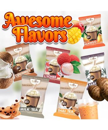 DIY Bubble Tea Kit - 6 Flavors, 36 Drinks, Taro, Lychee, Coconut, Mango, Milk Tea, Thai Tea, Straws - Authentic Boba Tea Kit - Buy Online on SooperMarket.com