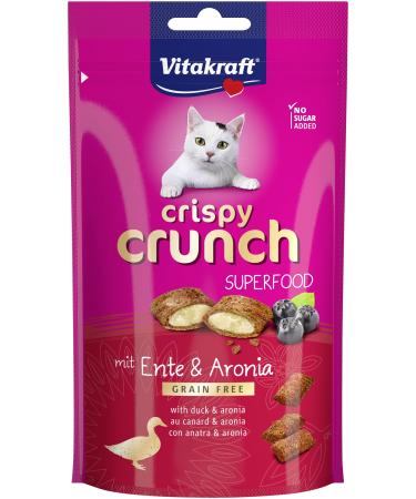 Vitakraft Crispy Crunch crispy snack pillows filled with duck and aronia cat snack sugar-free (1x 60g) Duck + Aronia