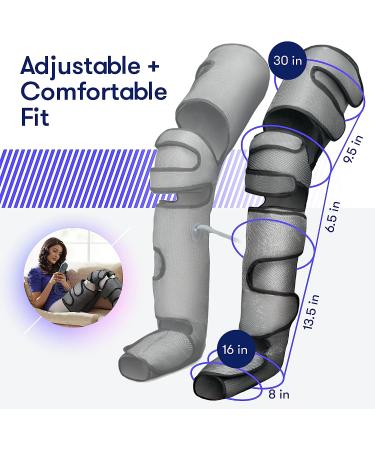 Perfecore Leg Massager with Heat Air Compression - Adjustable Feet & Calves Massager for Circulation and Muscle Relaxation - 3 Pressure Levels, 7 Modes - Gray - Buy Online on SooperMarket.com