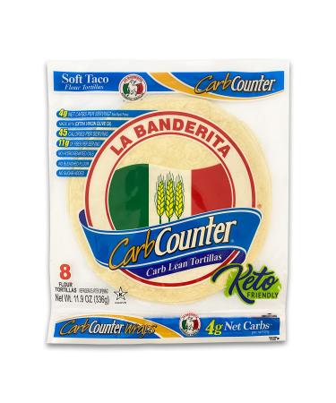 La Banderita Carb Counter  8" Flour Tortillas Low Carb Keto Friendly  11.9 oz. 8 Count (Pack of 4)