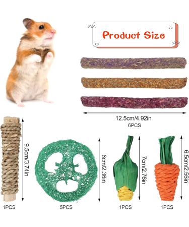 Fanshiontide 14 In 1 Bunny Chew Toys for Teeth Rabbit Chew Toys Timothy Hay Sticks Rabbit Toys Boredom Breaker Loofah Wood Grass Carrots Corn Chew Toys for Rabbit Guinea Pig Hamster Chinchilla - Buy Online on SooperMarket.com