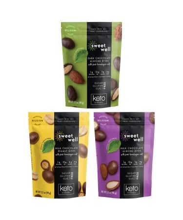 Sweetwell Low-Carb, Keto-Friendly Snack & Sweetened With Plant Based Stevia, Healthy Treats & Sugar Free Chocolate Bites Variety Pack (3-Pack)