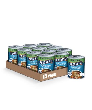 Progresso Reduced Sodium, Savory Chicken & Wild Rice Soup, 18.5 oz. (Pack of 12)