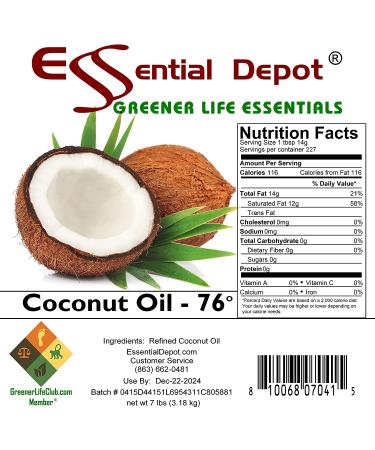 7 lbs Food Grade Coconut Oil in Microwavable & Resealable PP Container - Buy Online on SooperMarket.com