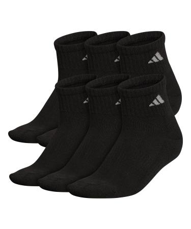 adidas Women's Athletic Cushioned Quarter Socks with Arch Compression (6-Pair) Medium Black/Aluminum 2