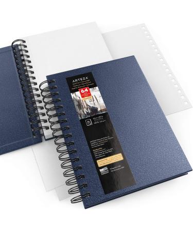 Arteza Watercolor Sketchbook 5.5x8.5-inch 3-Pack Blue Hardcover Journal, 96 Sheets, 140lb/300gsm, Spiral Bound Watercolor Paper Pad for Gouache, Acrylics, Pencils - 5.5x8.5 inch - Buy Online on SooperMarket.com