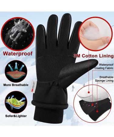 LECEVOCY Winter Warm Thermal Snow Gloves - Waterproof, Windproof, Touchscreen Ski Gloves for Cold Weather -30, Ideal for Work, Hiking, Running, Cycling, Riding, and Outdoor Activities - Men & Women (Black, Medium) - Buy Online on SooperMarket.com