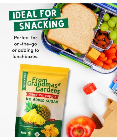Dried Pineapple - From Grandmas Gardens | 3 x 100g | Healthy Vegan Snack | 100% Natural | No Added Sugar | Rich in Vitamins | No Preservatives | GMO free 3 pack - Buy Online on SooperMarket.com