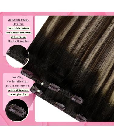Youngsee Clip-in Extensions - 40cm Black Balayage Real Hair 120g 7PCs - Premium Quality Hair Extensions - Buy Online on SooperMarket.com