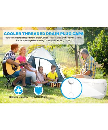 Set of 2 White Threaded Drain Plug Caps with Tether for Igloo Cooler - Replacement Parts - Buy Online on SooperMarket.com