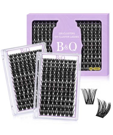 Lash Clusters 208 PCS Cluster Lashes Individual Lashes B05 Eyelash Extensions 8-16mm DIY Lash Extensions D Curl Volume Wispy Soft Comfortable Band False Lashes (D-8-16MIX B05+B05) Lash Kit B05+B05 1 count (Pack of 1)