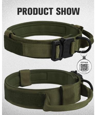 Joyal Tactical Dog Collar | Medium-Sized Dog Collar with Handle & QR Code | Army Green - Buy Online on SooperMarket.com