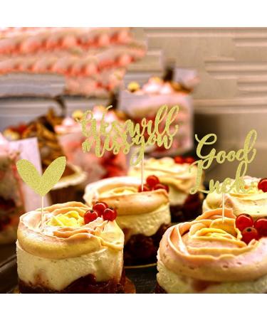Arthsdite 24Pcs We Will Miss You Cupcake Toppers Glitter Red Love Heart Good Luck Cupcake Picks Retirement Theme Going Away Party Cake Decorations - Gold Glitter Gold Cupcake Toppers - Buy Online on SooperMarket.com
