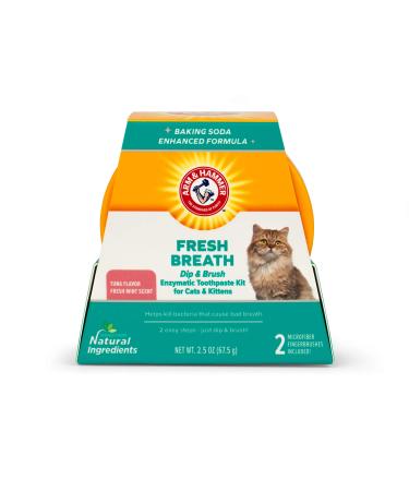 Arm & Hammer Dip & Brush Dog Enzymatic Toothpaste Kit - Arm and Hammer Toothpaste for Pets Dog Toothpaste and Brush, Cat Toothpaste, Dog Dental Care, Dog Teeth Cleaning, Dog Dental Kit, Dog Oral Care Cats & Kittens Tuna
