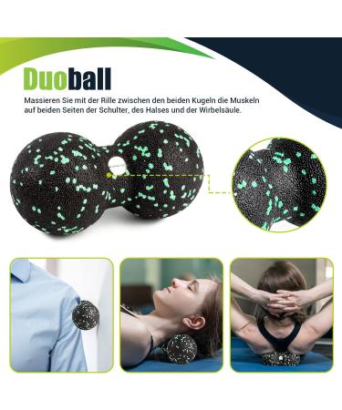 Buy Fascia Roll Set - 3D Texture Massage with Instructions & Poster (German) | Klein Duoball Fascia Ball & Roller - Black Green EPP - International Shipping Available - Buy Online on SooperMarket.com