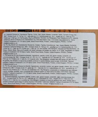 Spice Cartel Lebanese Shawarma Blend - Authentic Lebanese Herbs & Spices. Elevate Your Chicken Marinade. 35g Pouch. Handcrafted in the UK - Buy Online on SooperMarket.com