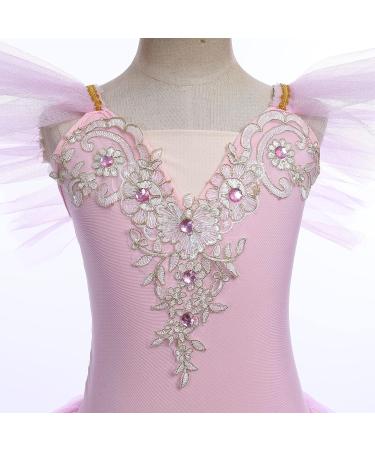 Girls Toddler Ballet Leotards with Glitter Tulle Skirt & Ruffle Sleeves | 2PCS Tutu Dress Set | Pink | 7-8 Years - Buy Online on SooperMarket.com