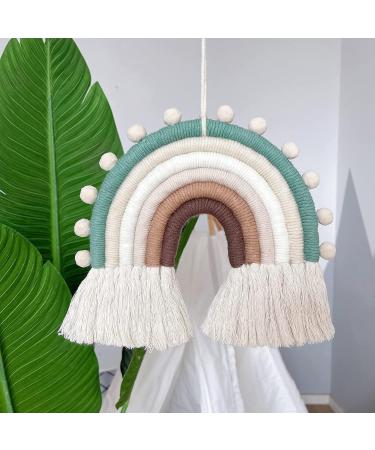 Rainbow Macrame Wall Hanging for Nursery Decor - Handmade Cotton Tassel for Kids Room (Beige) - Buy Online on SooperMarket.com