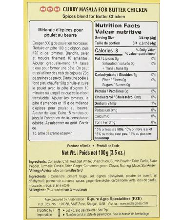 Mdh Curry Masala for Butter Chicken 3.5 Oz - Authentic Indian Spice Blend - Buy Online on SooperMarket.com