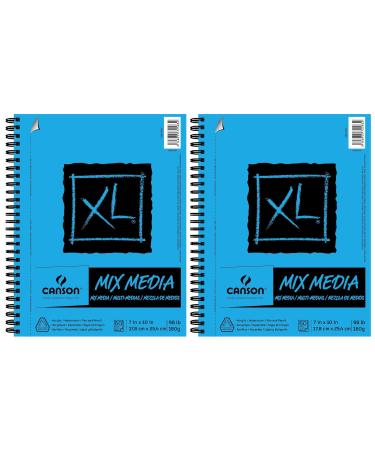 Canson XL Series Mix Media Paper Pad, Heavyweight, Fine Texture, Heavy Sizing for Wet and Dry Media, Side Wire Bound, 98 Pound, 7 x 10 Inch, 60 Sheets - 100510926 (7" x 10" 2 Pack)
