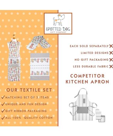 Cotton Kitchen Towel, Adjustable Bib Apron, Heat Resistant Double Oven Mitt - Cat Lovers Kitchen Gift Set of 3 - Machine Washable - Happy Cats Multicolor - Buy Online on SooperMarket.com