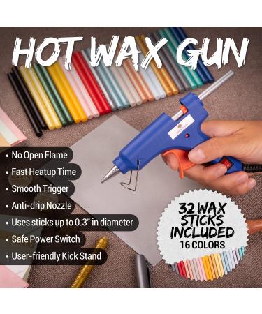Wax Stamp Kit - 16 Colors Quick Melt Wax Gun with Seal Heads & Metallic Pens - Perfect for Wedding Invites & Christmas Letter Sealing - Buy Online on SooperMarket.com
