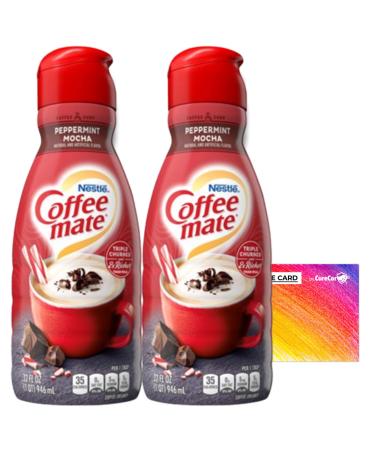 Coffee Creamer Bundle. Includes Two (2) 32 fl oz bottle of Coffee Mate Peppermint Mocha Coffee Creamer and One Authentic CureCor Recipe Card!