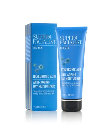 Super Facialist Moisturiser for Men with Hyaluronic Acid - Anti Ageing Face Cream with Hyaluronic Acid & Niacinamide (Vitamin A) to Reduce Fine Lines & Wrinkles Vegan Friendly 75 ml Anti-Ageing Face Cream 75ml