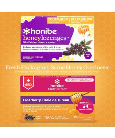 Honibe 100% Pure Honey Lozenges | Made in Canada | Mucus and Cough Relief | With Elderberry | 1 pack (10 lozenges) | Natural Berry - Buy Online on SooperMarket.com
