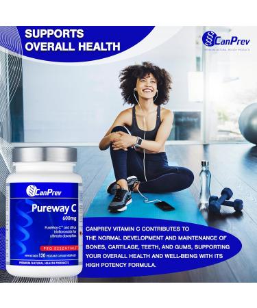 CanPrev Pureway C 600mg Advanced Formula 120 V-Caps - Enhanced Absorption Vitamin C Ascorbic Acid with Citrus Bioflavonoids - Supports Well-Being and Vitality - Buy Online on SooperMarket.com