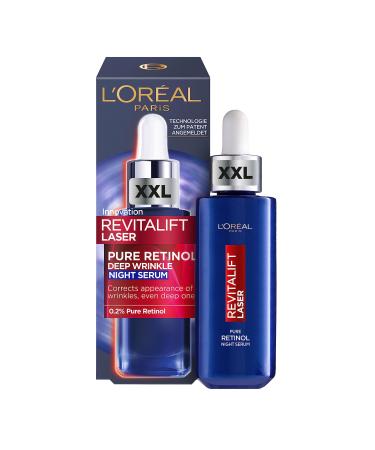 L'Or al Paris Retinol Serum anti-wrinkles night serum with vitamin A nourishing oil and hyaluronic acid Revitalift laser facial care 1 x 50 ml 50 ml (1 Pack)