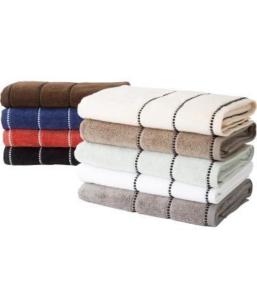Luxury Cotton Towel Set - Quick Dry Zero Twist - 6 Piece Set - White/Black - Lavish Home - 12 x 12 - Buy Online on SooperMarket.com