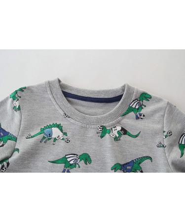 Kids Dinosaur Sweatshirt | Cotton Long Sleeve Pullover for Boys & Girls | Toddler Baby Clothes 2-3 Years Grey - Buy Online on SooperMarket.com