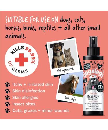 BUGALUGS itchy dog skin relief Antiseptic spray for dogs puppy cats & pets - Dog grooming Antibacterial Antifungal for dog itchy skin relief- use with our dog shampoo sensitive skin 200ml Spray - Buy Online on SooperMarket.com