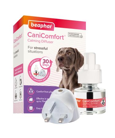 Beaphar | CaniComfort Calming Starter Kit | Diffuser Plug-in With Refill | Reduces Anxiety & Stress in Dogs | Helps Ease Fear of Fireworks | Covers 70m Area | Lasts Up To 30 Days Calming diffuser