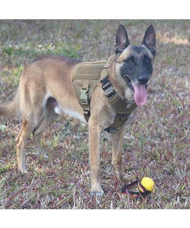 Icefang Tactical Dog Harness - Large, Reflective Brown - 2X Metal Buckle, MOLLE Vest with Handle, Front Leash Clip - No Pulling, Hook and Loop Panel - Best for Working Dogs - Buy Online on SooperMarket.com