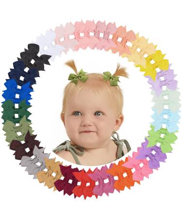 Hair clips doboi 50pcs 2 '' baby girl fully lined Grosgrain Boutique Solid Color Ribbon Mini Hair loops for teens toddlers children toddlers newborn children set of 40 couples clips A50